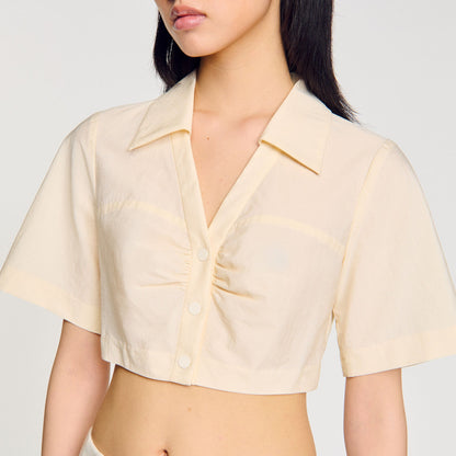 Sandro Cropped gathered shirt