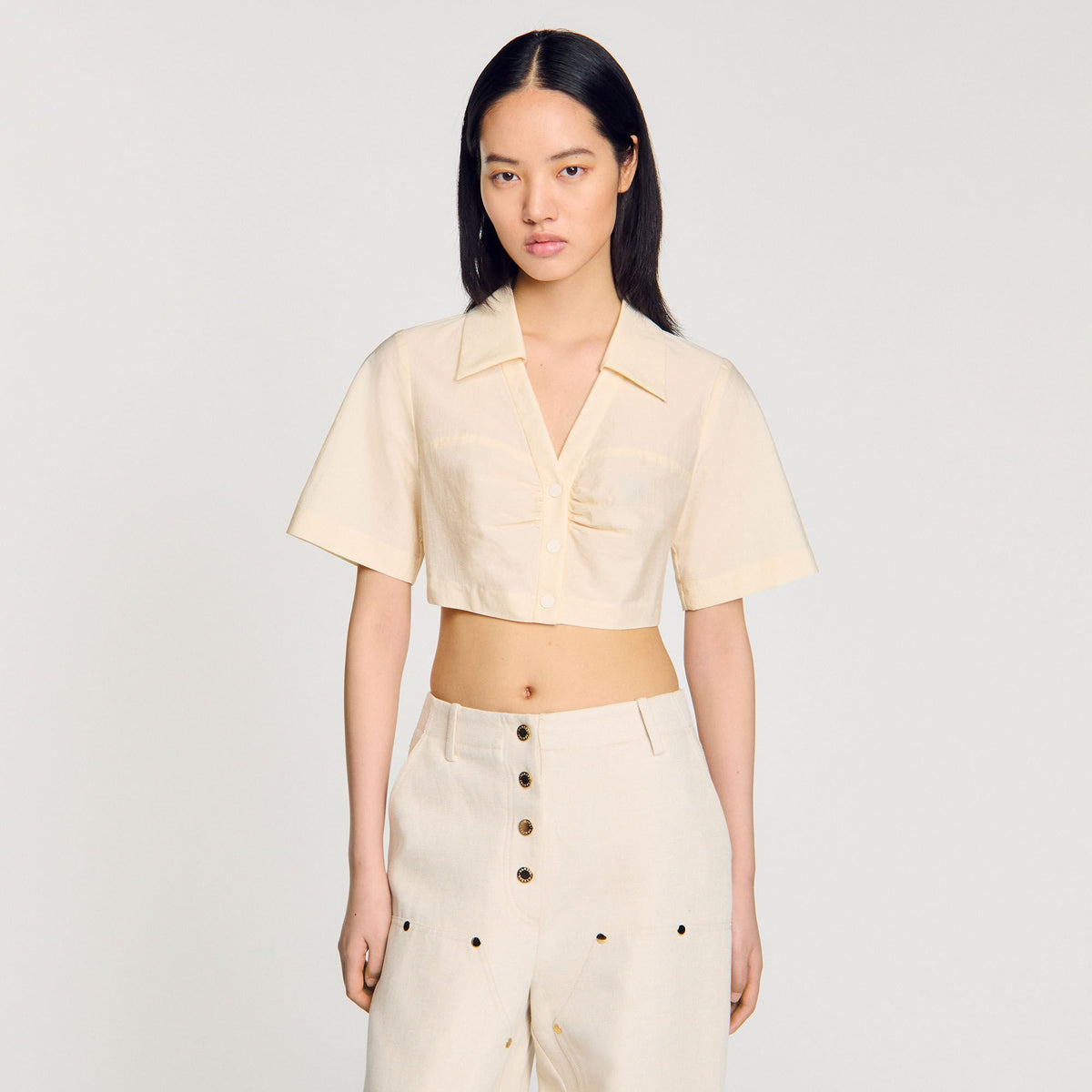 Sandro Cropped gathered shirt