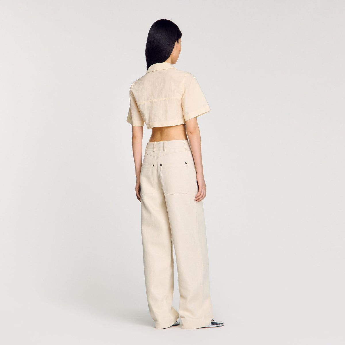 Sandro Cropped gathered shirt