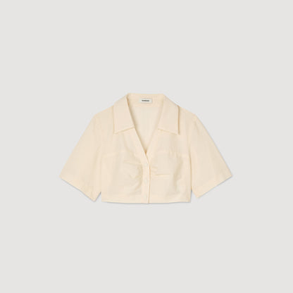 Sandro Cropped gathered shirt