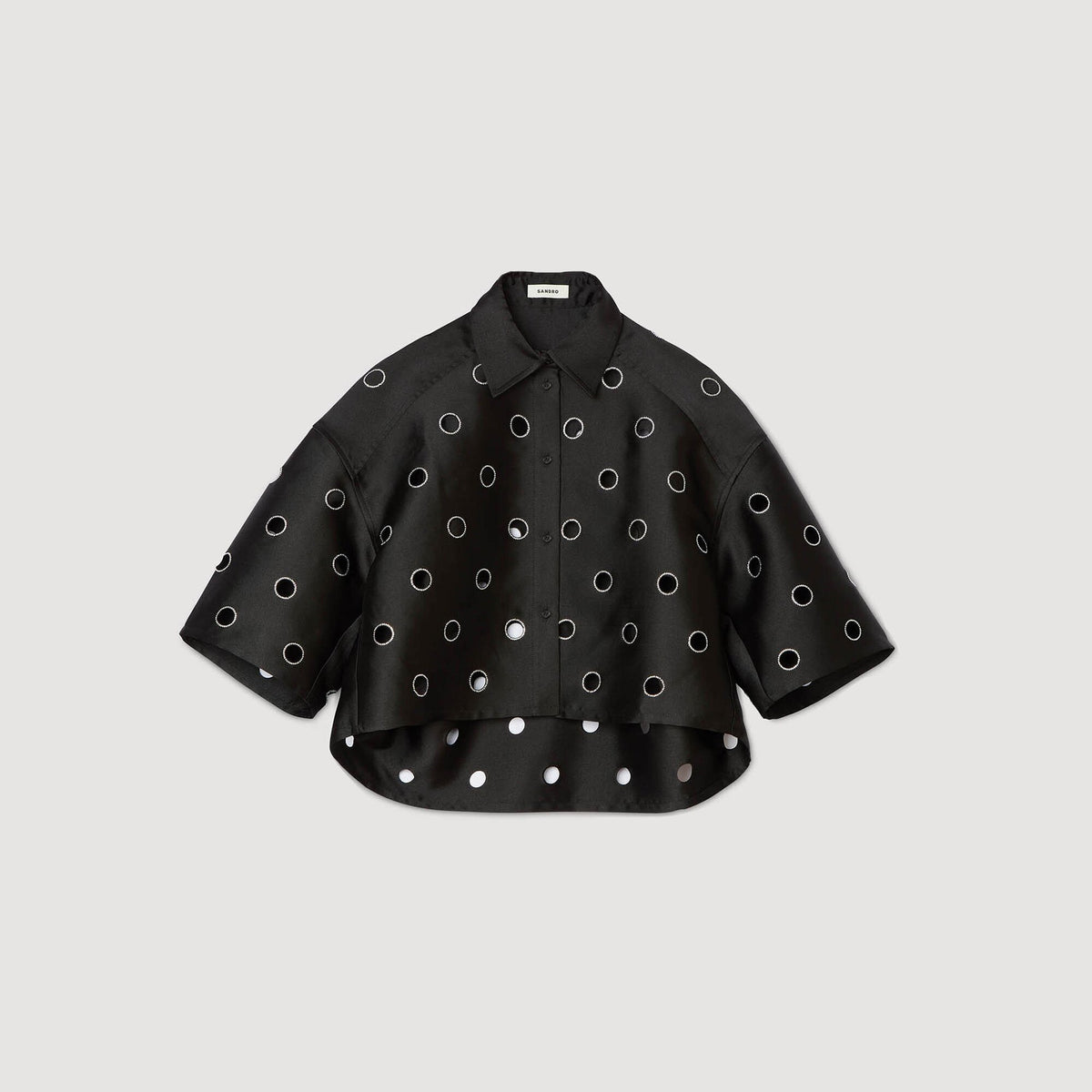 Sandro Oversized shirt with rhinestones holes