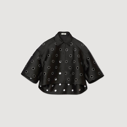 Sandro Oversized shirt with rhinestones holes