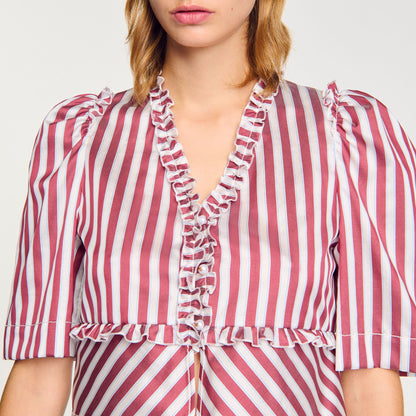 Sandro Ruffled striped shirt