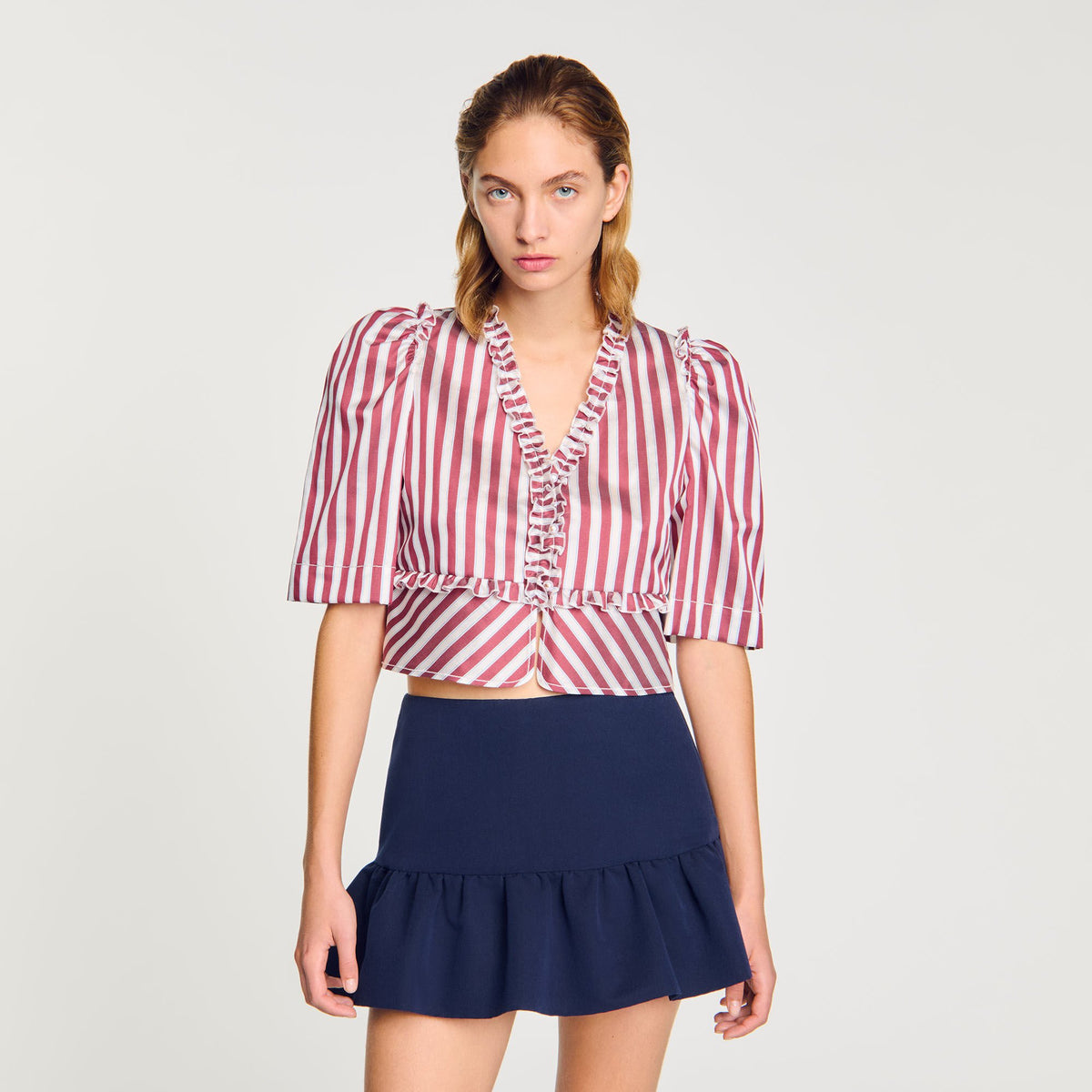 Sandro Ruffled striped shirt