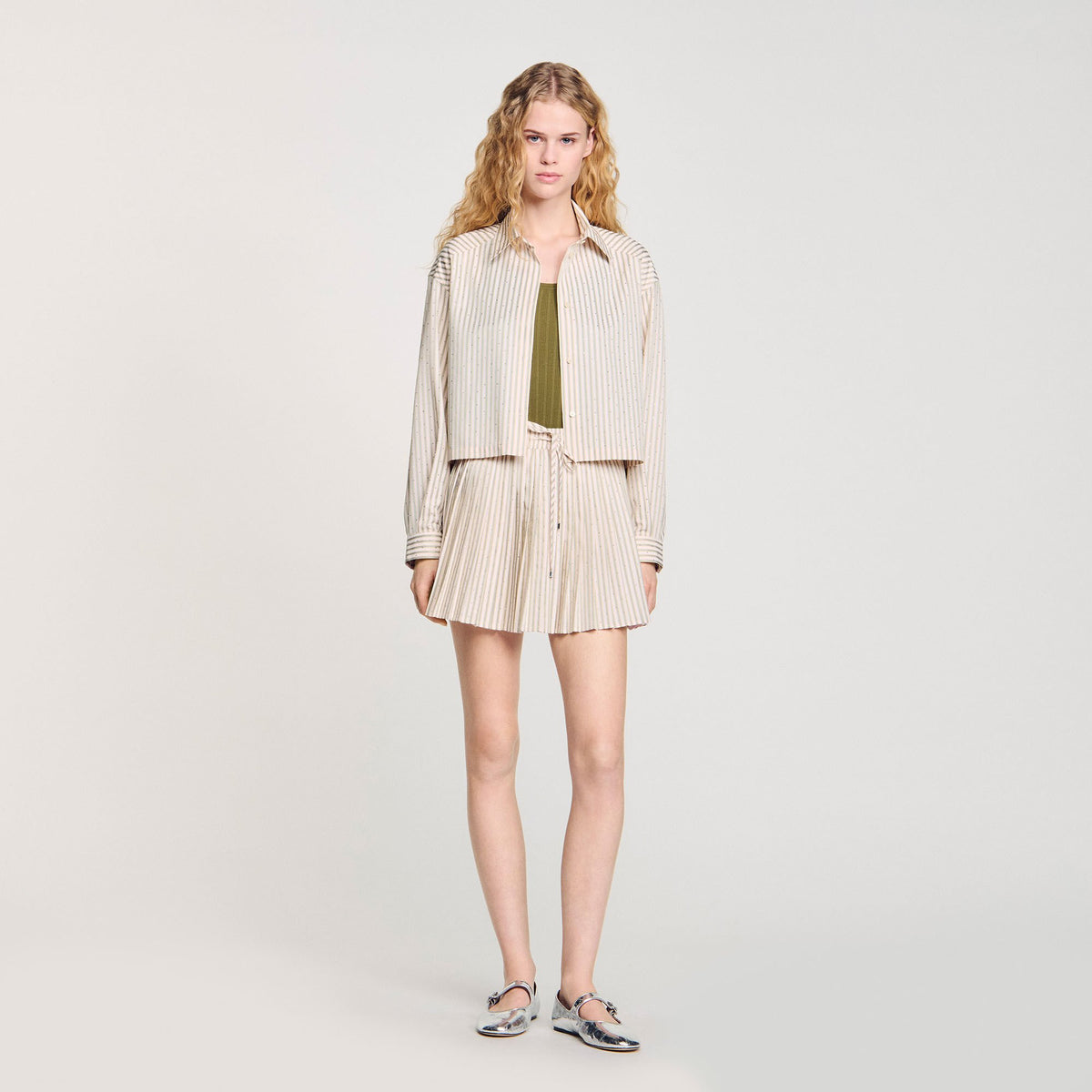 Sandro Striped rhinestone shirt