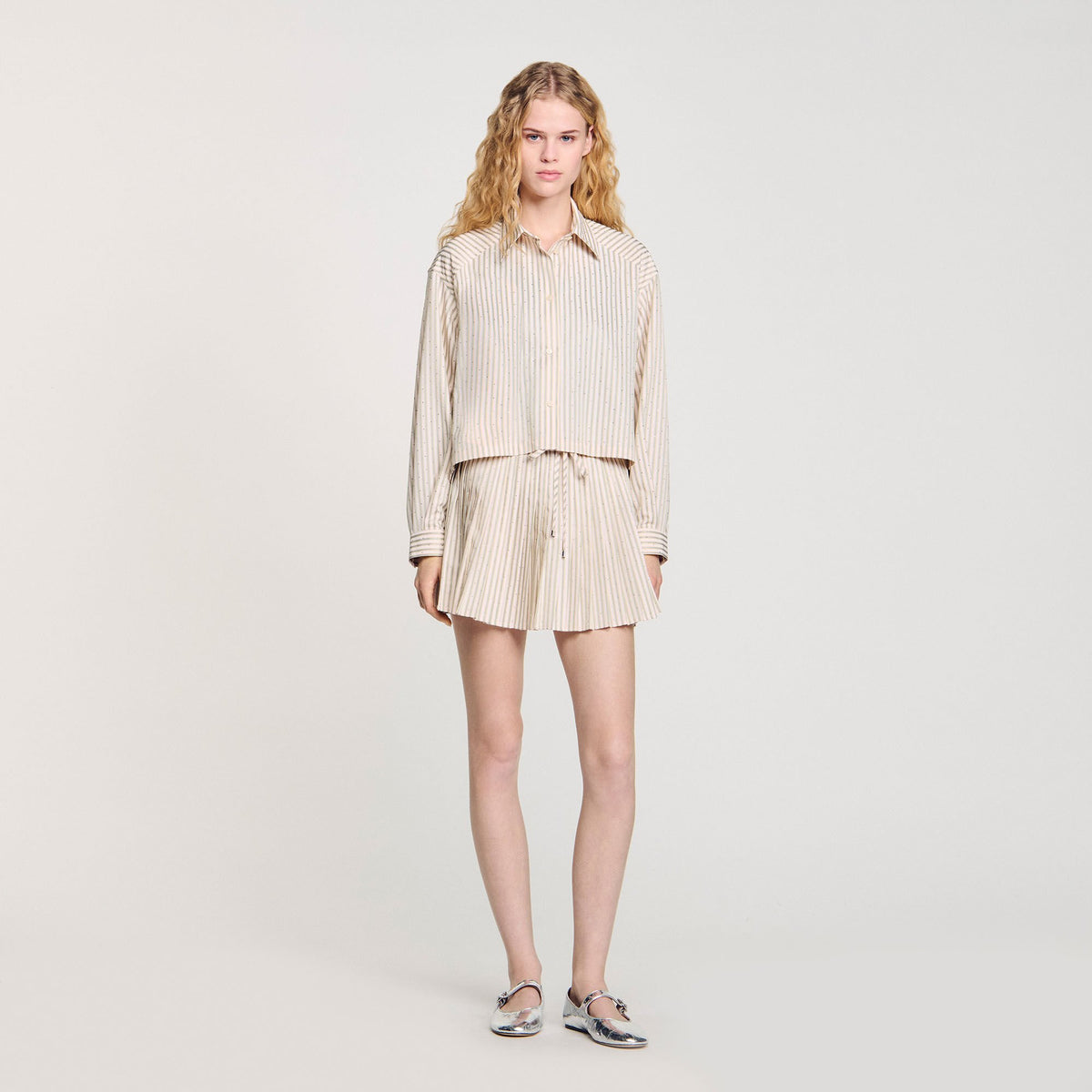Sandro Striped rhinestone shirt
