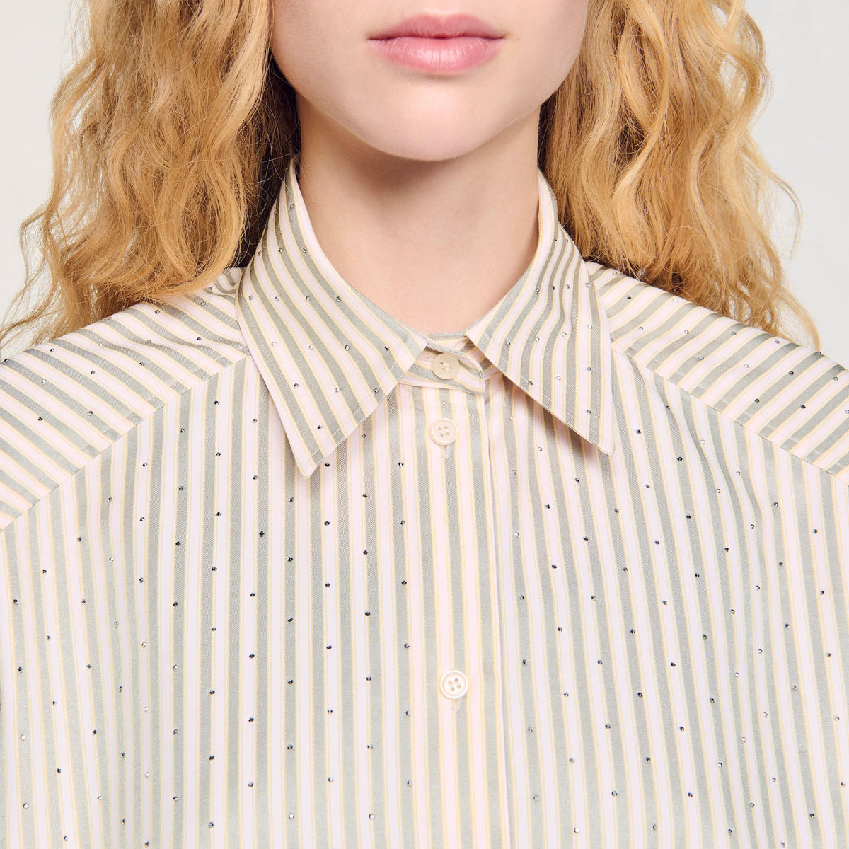 Sandro Striped rhinestone shirt