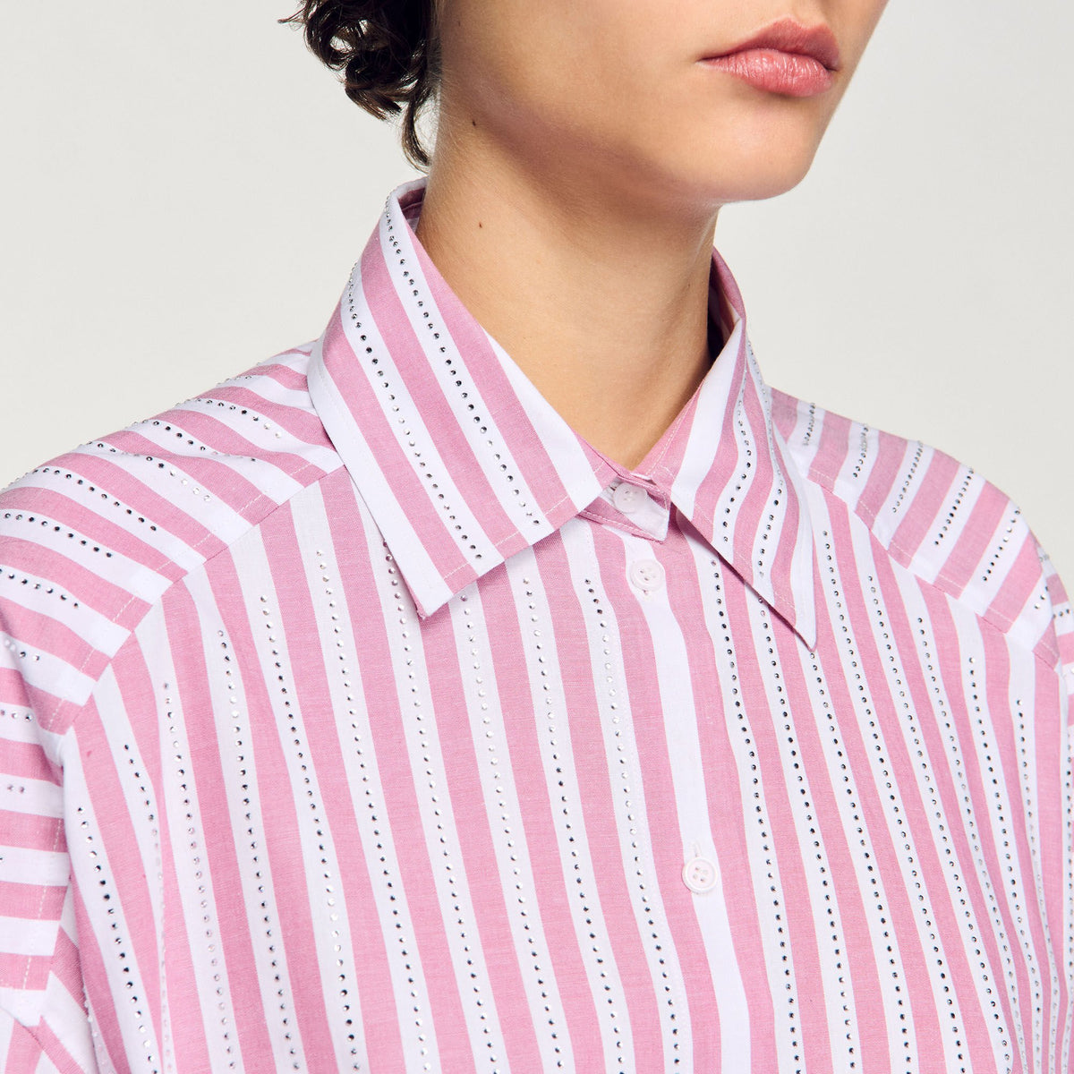 Sandro Striped rhinestone shirt
