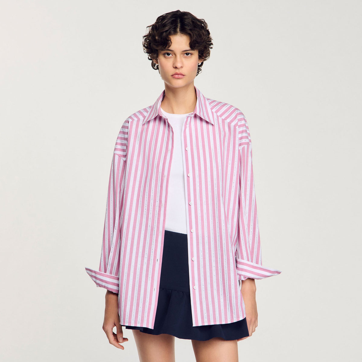 Sandro Striped rhinestone shirt
