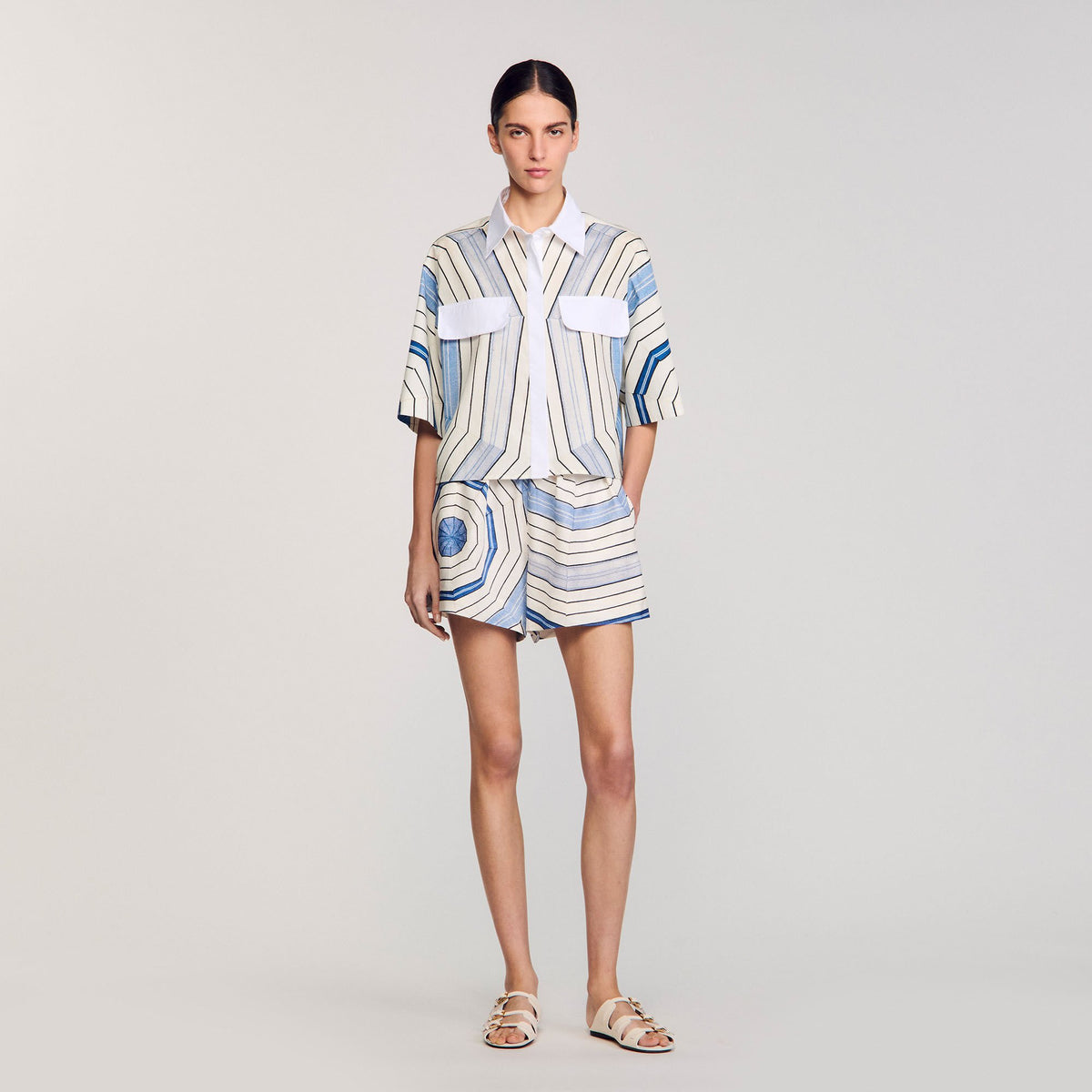 Sandro Spiral-motif silk shirt
