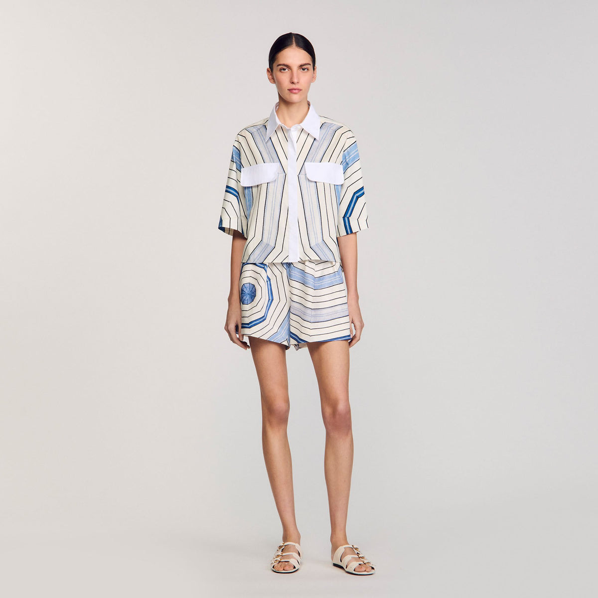 Sandro Spiral-motif silk shirt