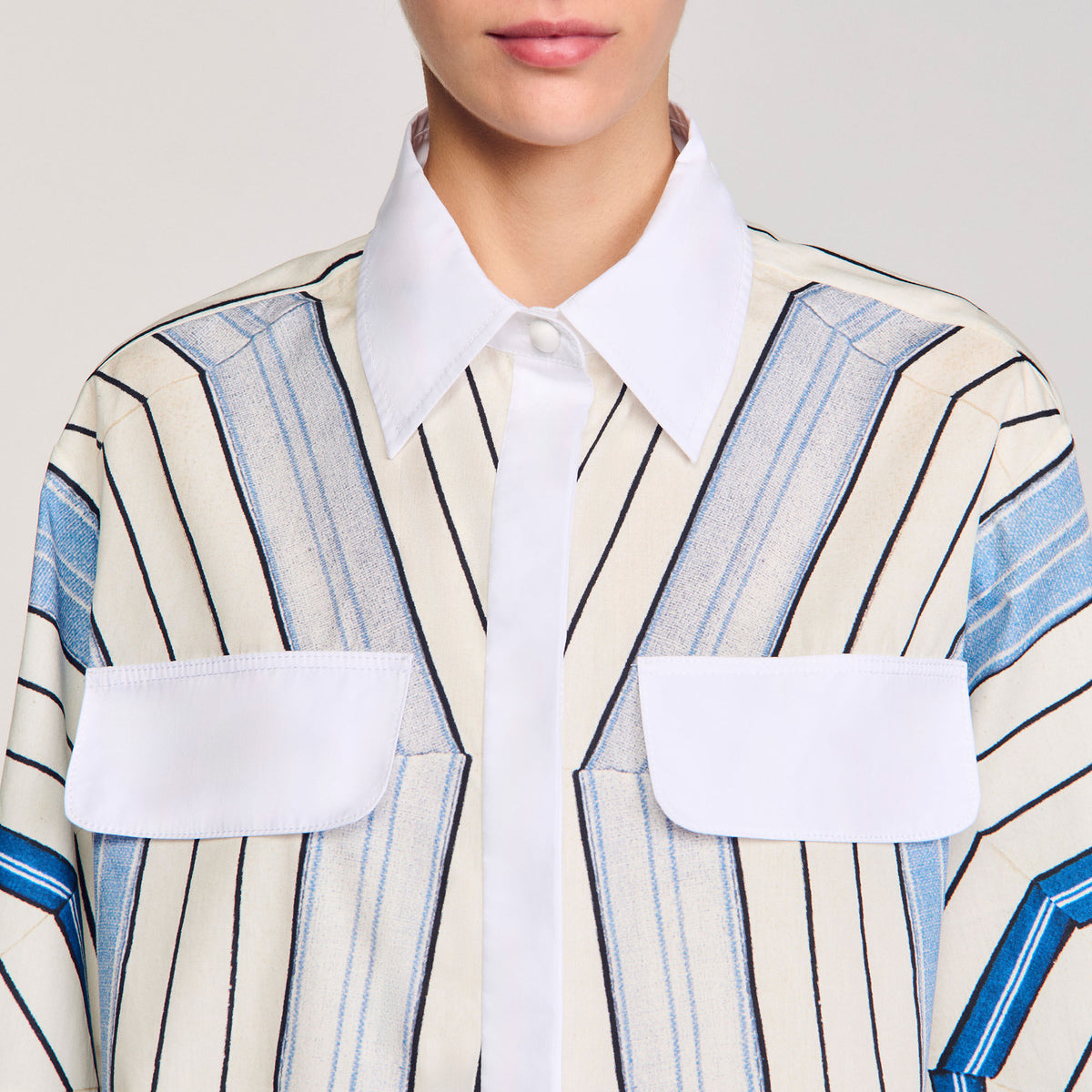 Sandro Spiral-motif silk shirt