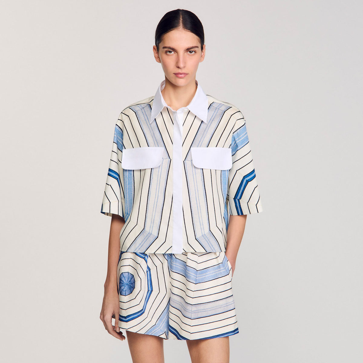 Sandro Spiral-motif silk shirt