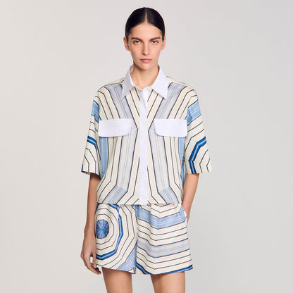 Sandro Spiral-motif silk shirt