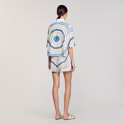 Sandro Spiral-motif silk shirt