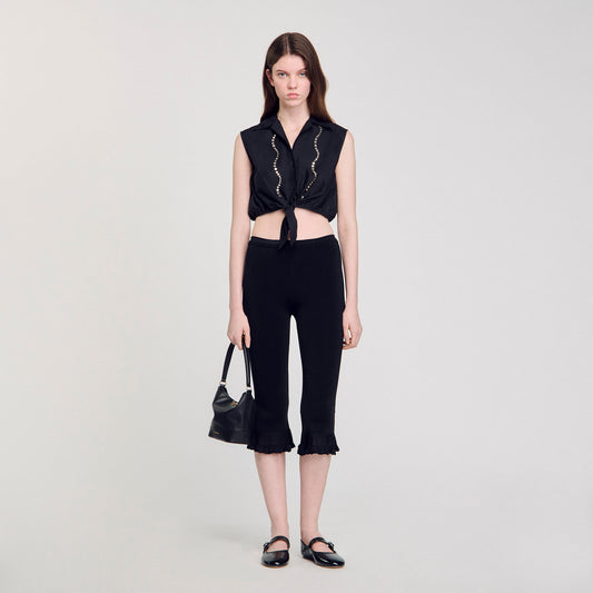 Sandro Rhinestone cropped shirt