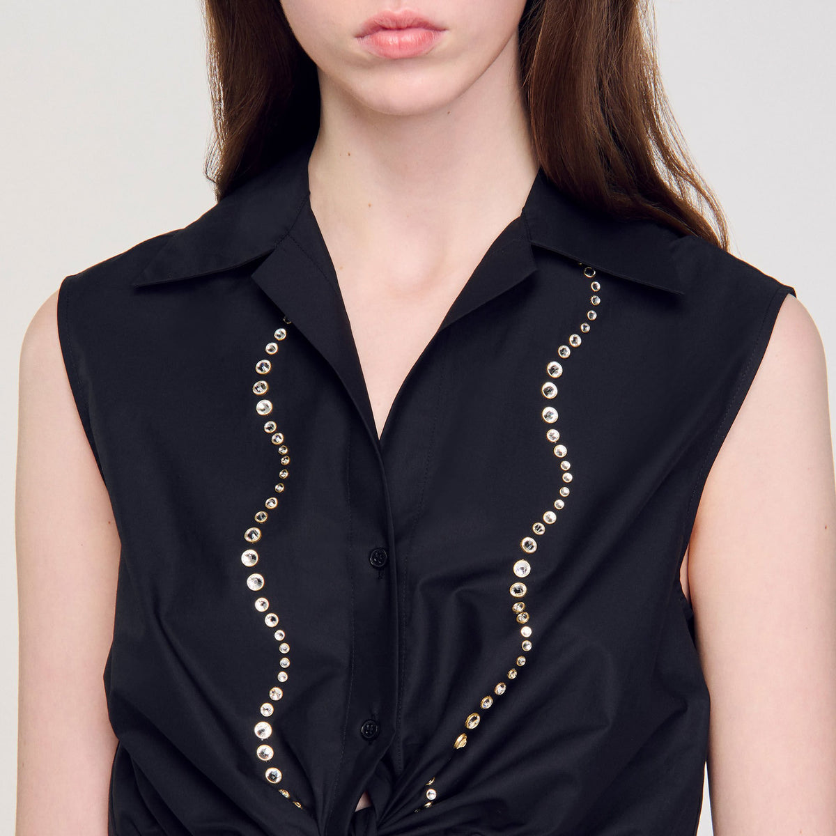 Sandro Rhinestone cropped shirt
