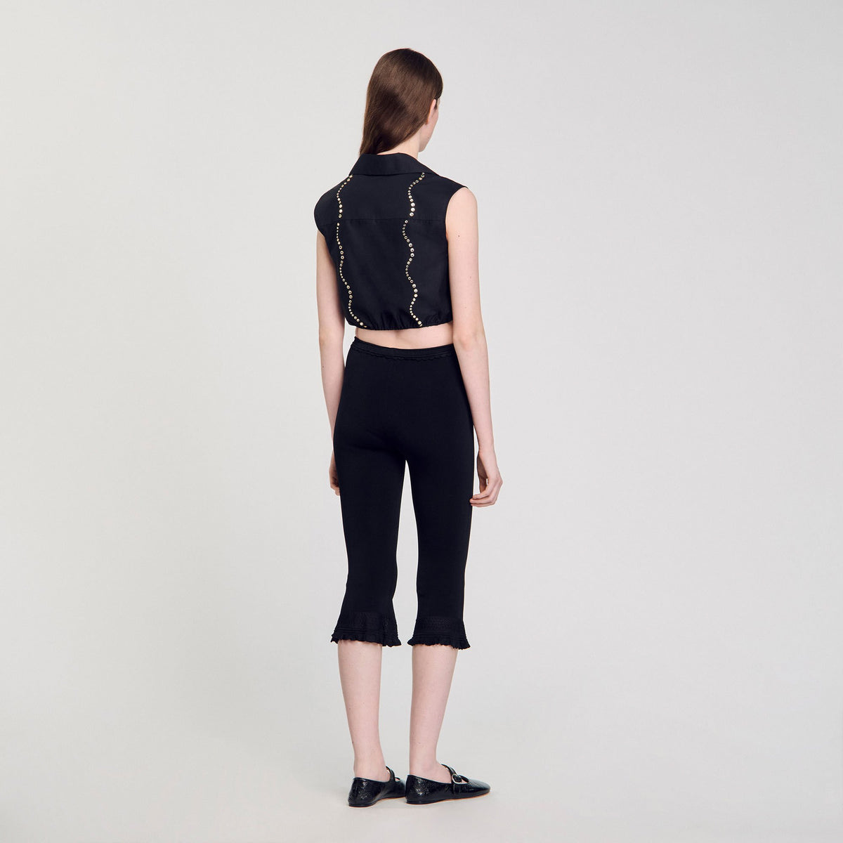 Sandro Rhinestone cropped shirt