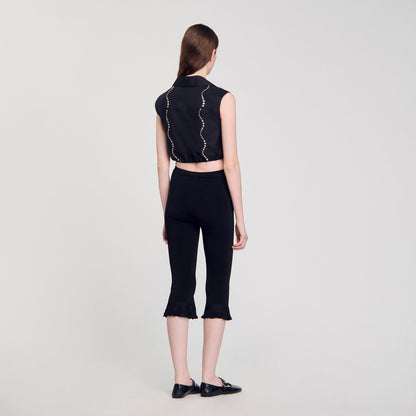Sandro Rhinestone cropped shirt