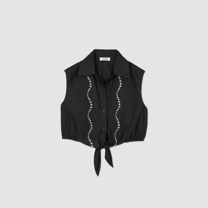 Sandro Rhinestone cropped shirt