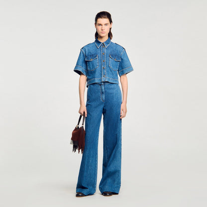 Sandro Cropped denim shirt