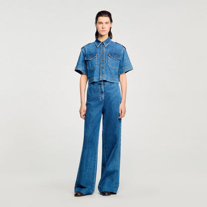 Sandro Cropped denim shirt