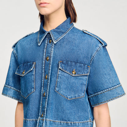 Sandro Cropped denim shirt
