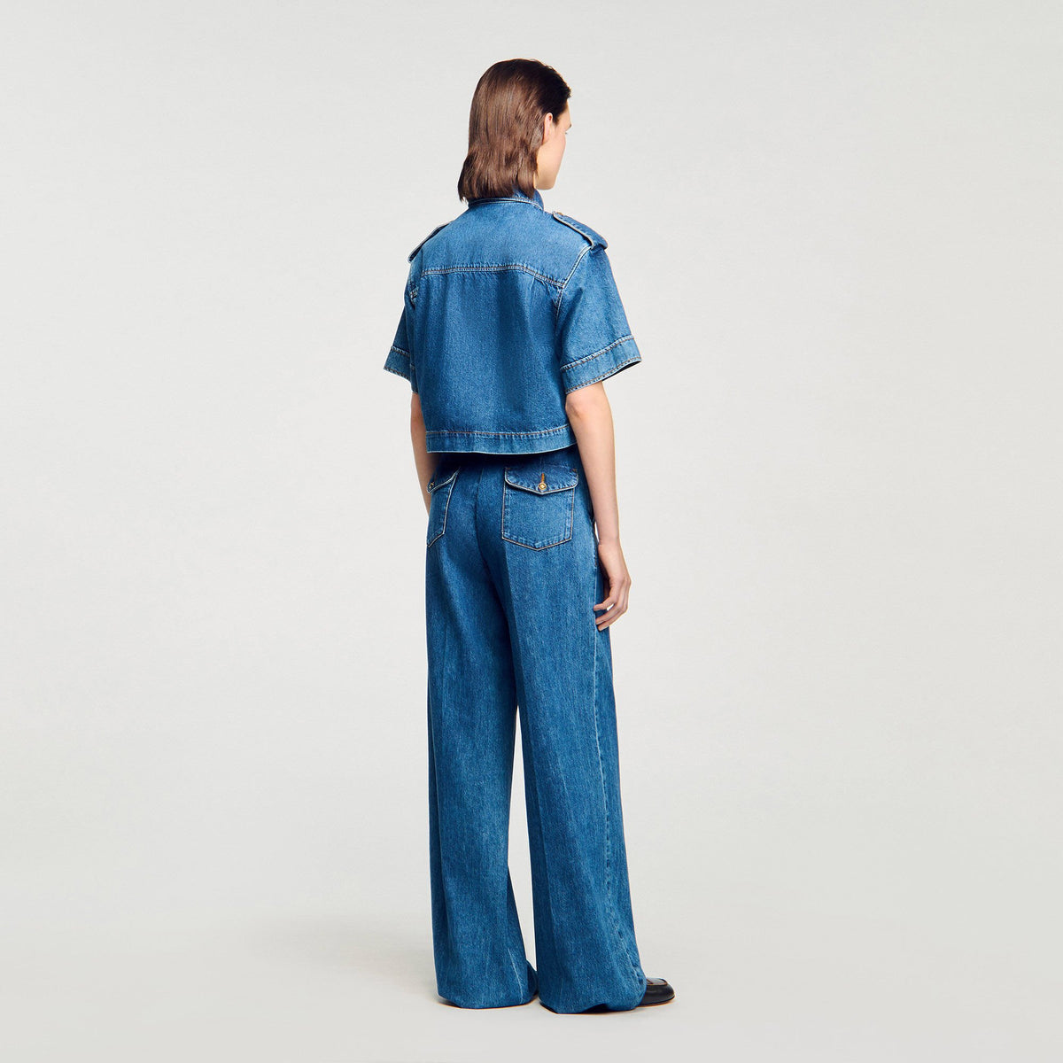 Sandro Cropped denim shirt