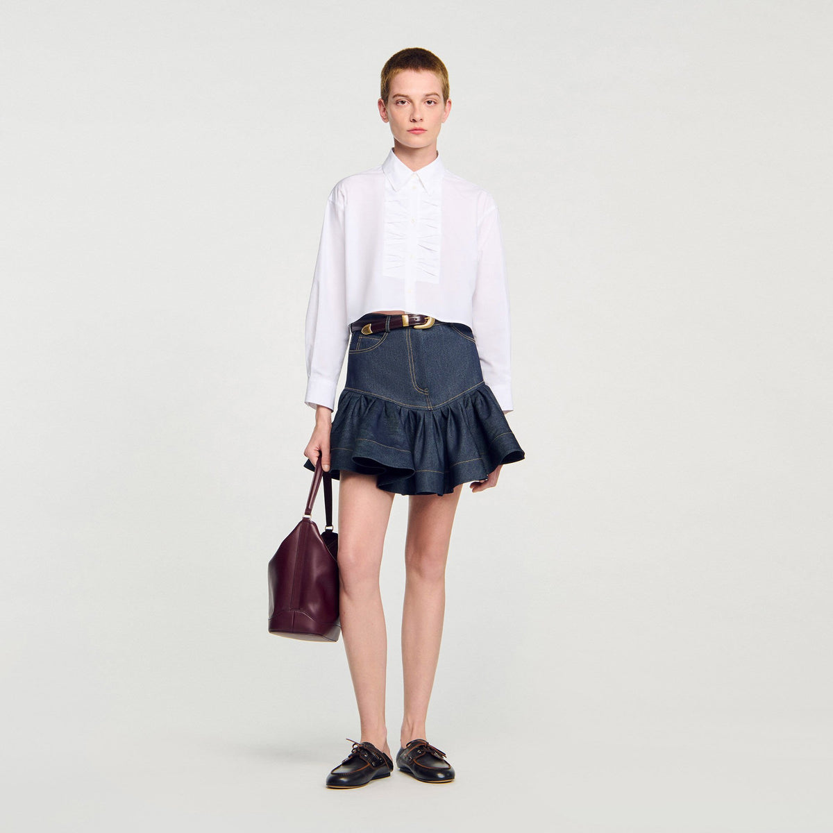 Sandro Cropped shirt with bow detail