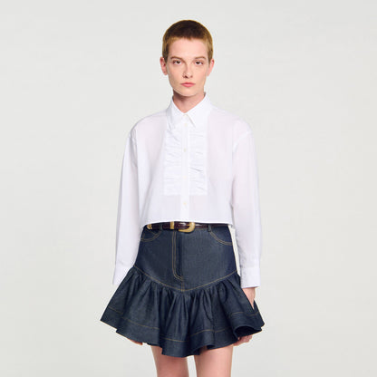 Sandro Cropped shirt with bow detail