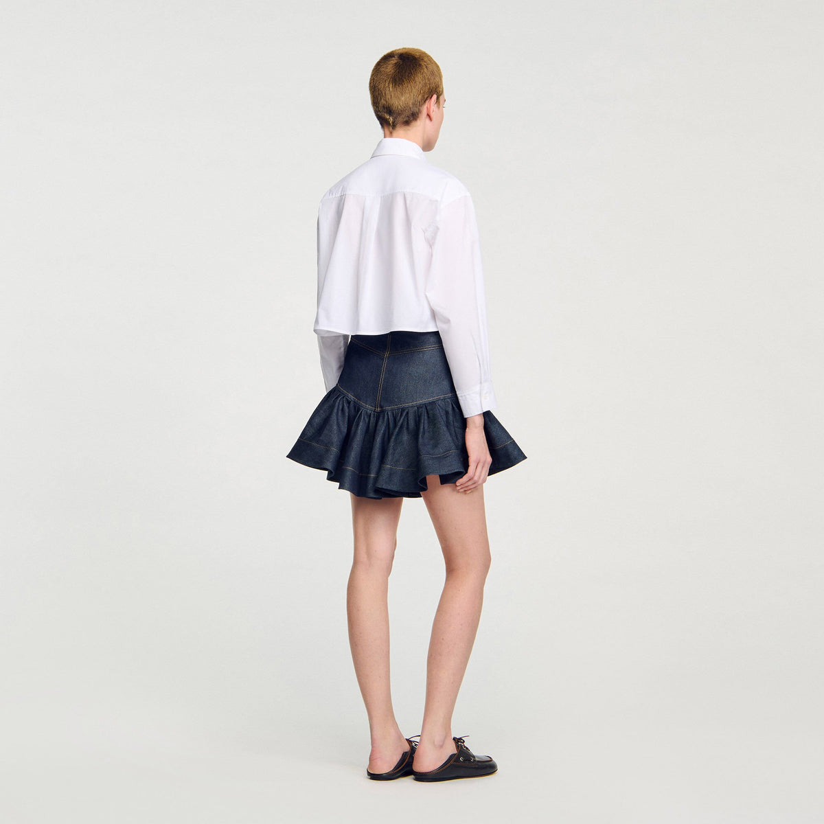 Sandro Cropped shirt with bow detail