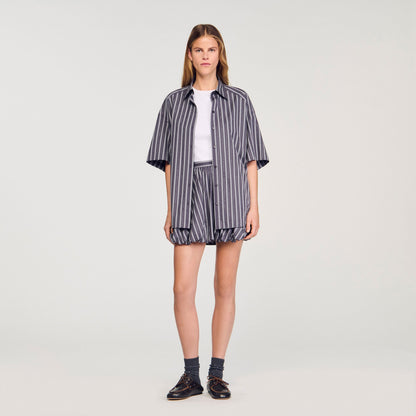 Sandro Oversized striped rhinestone shirt