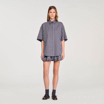 Sandro Oversized striped rhinestone shirt