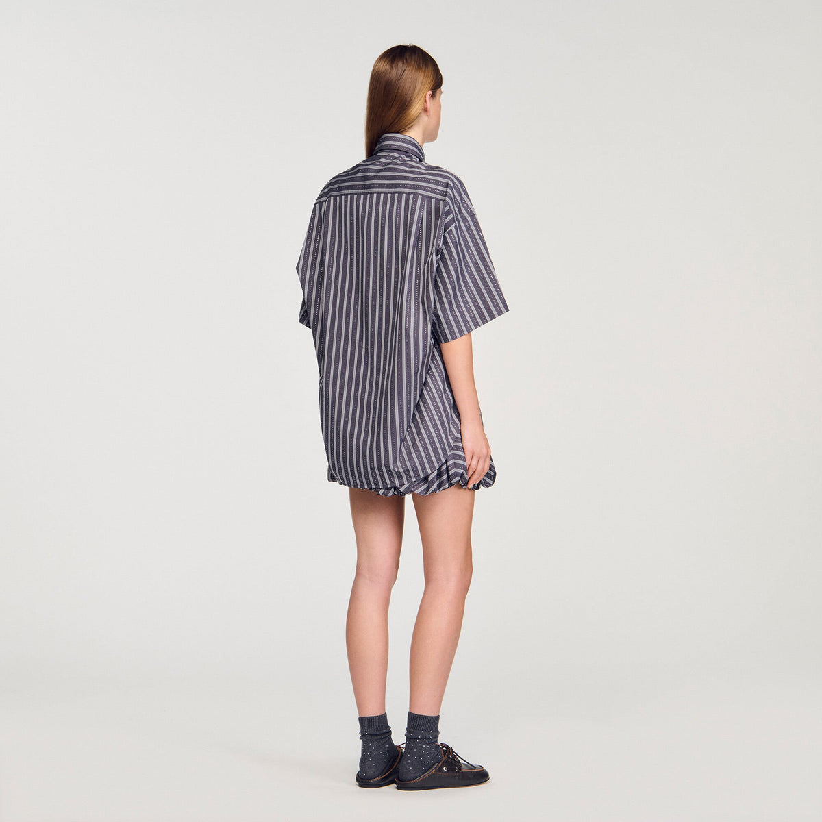 Sandro Oversized striped rhinestone shirt