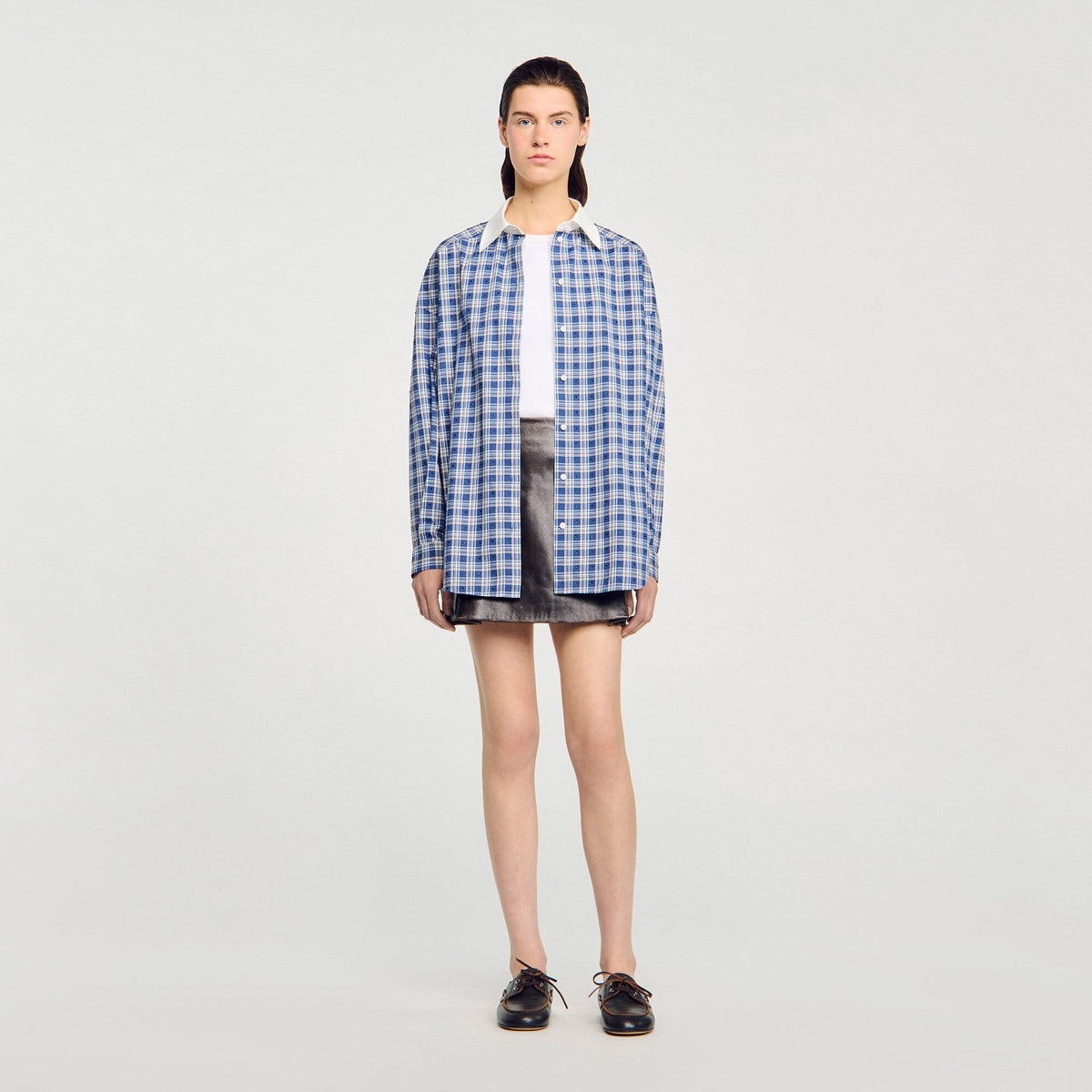 Sandro Rhinestone checkered shirt