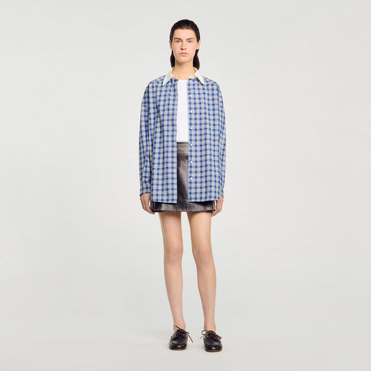 Sandro Rhinestone checkered shirt
