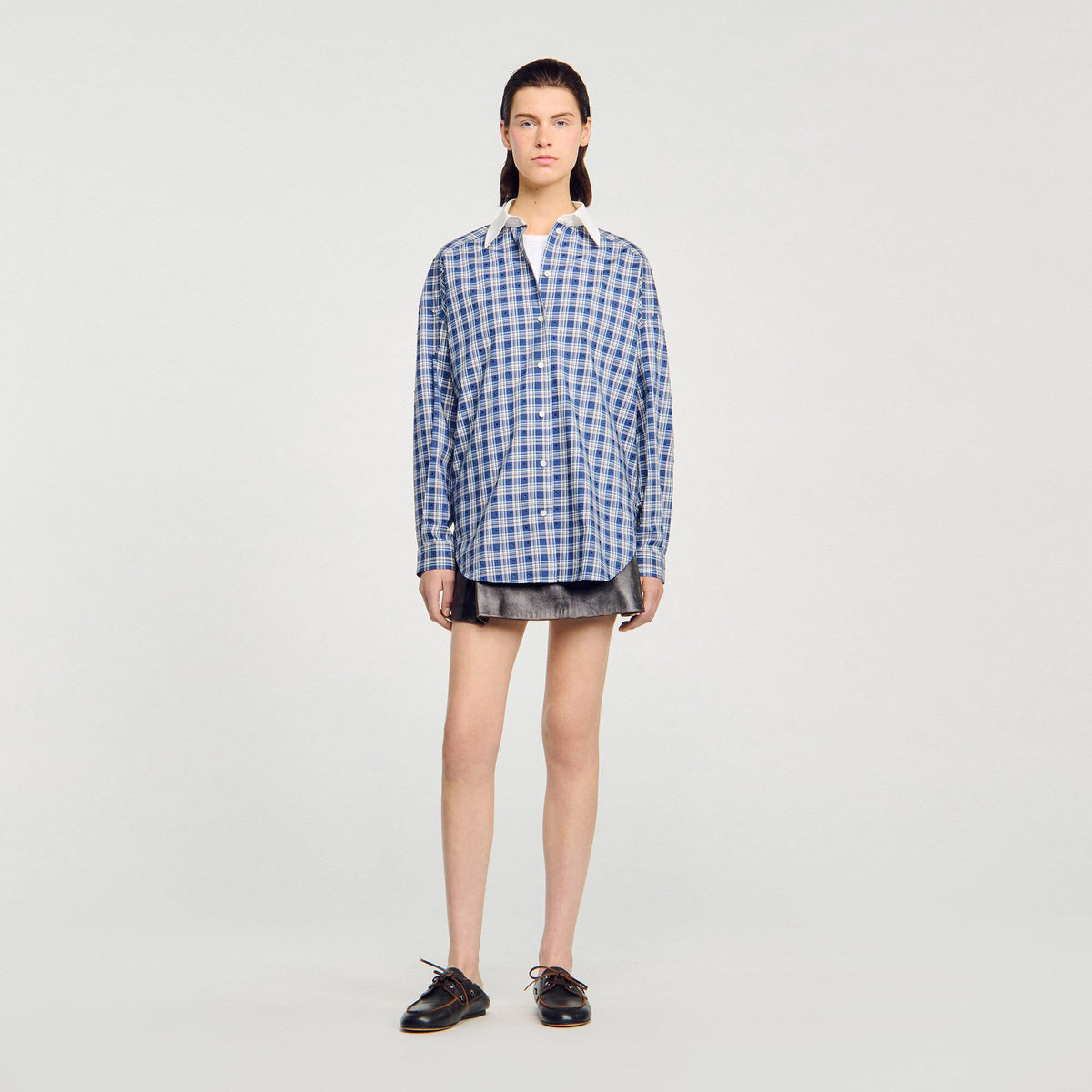 Sandro Rhinestone checkered shirt