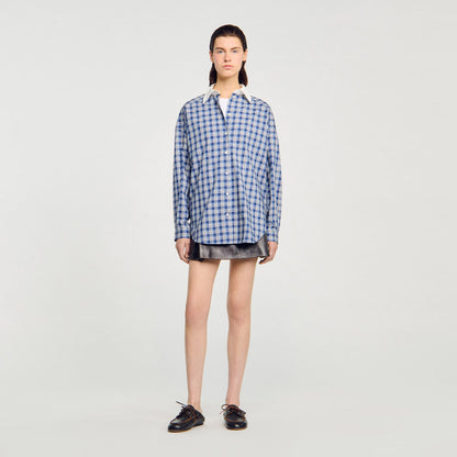 Sandro Rhinestone checkered shirt