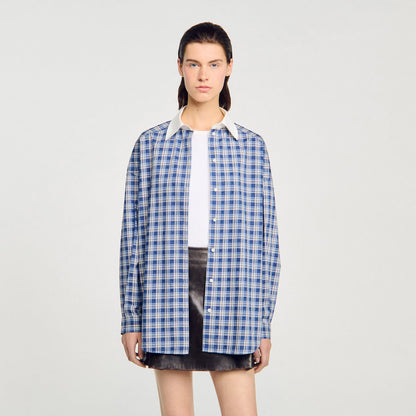 Sandro Rhinestone checkered shirt
