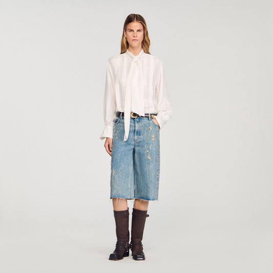 Sandro Silk lavallière shirt