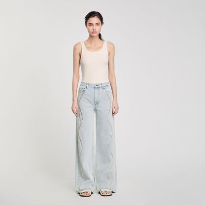 Sandro Jeans with rhinestone stripes