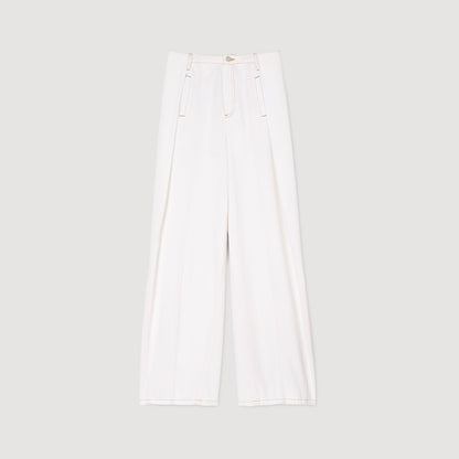 Sandro Topstitched wide-leg jeans