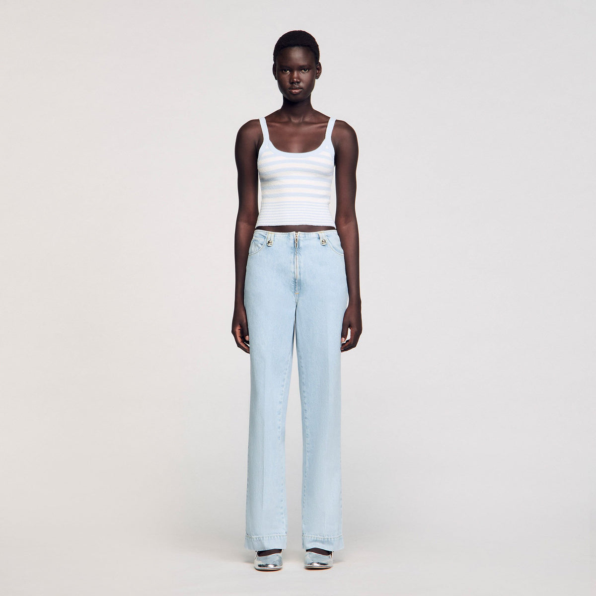 Sandro Faded wide-leg jeans