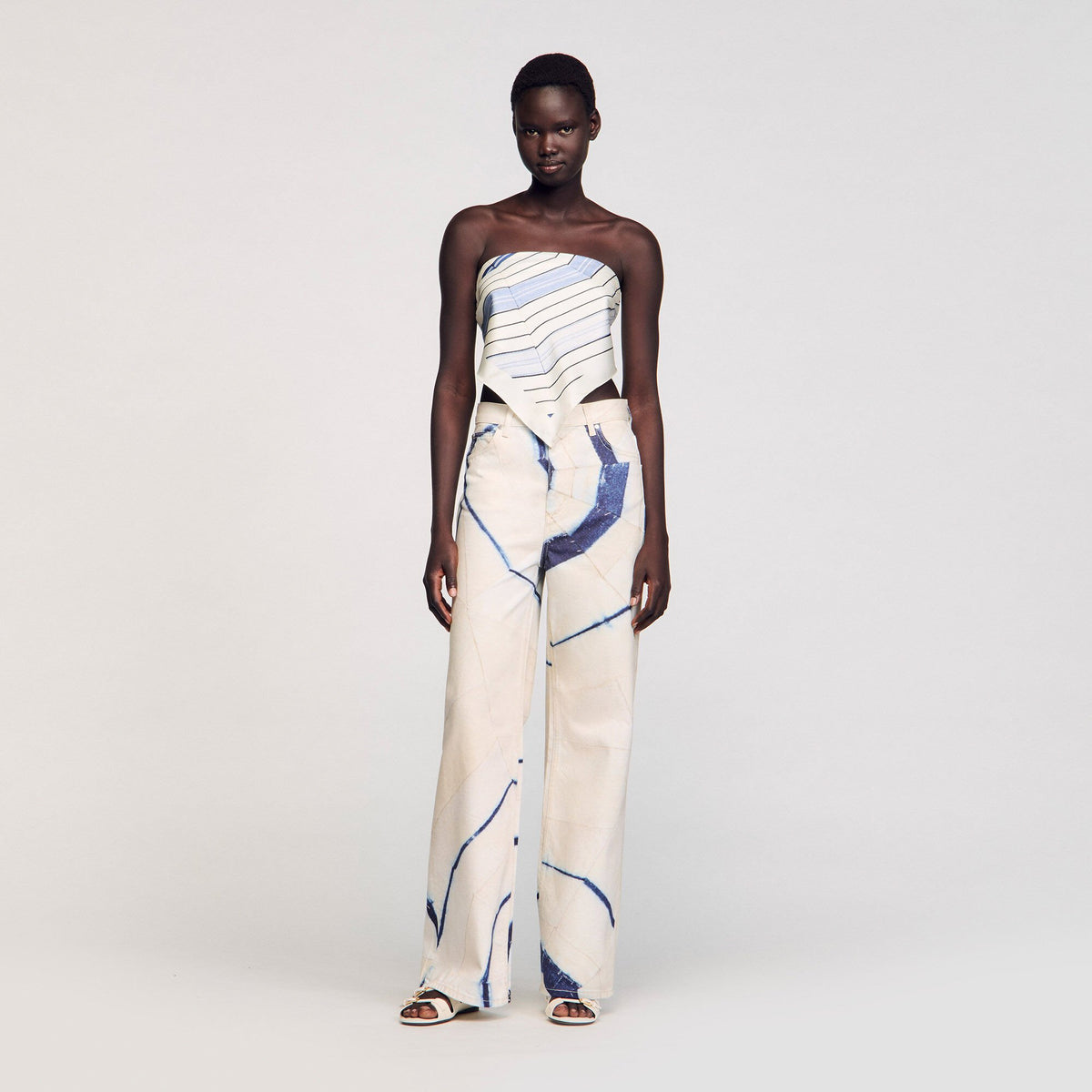 Sandro Wide-leg striped jeans