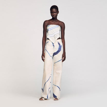 Sandro Wide-leg striped jeans