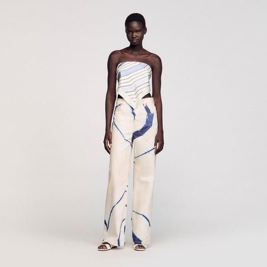 Sandro Wide-leg striped jeans