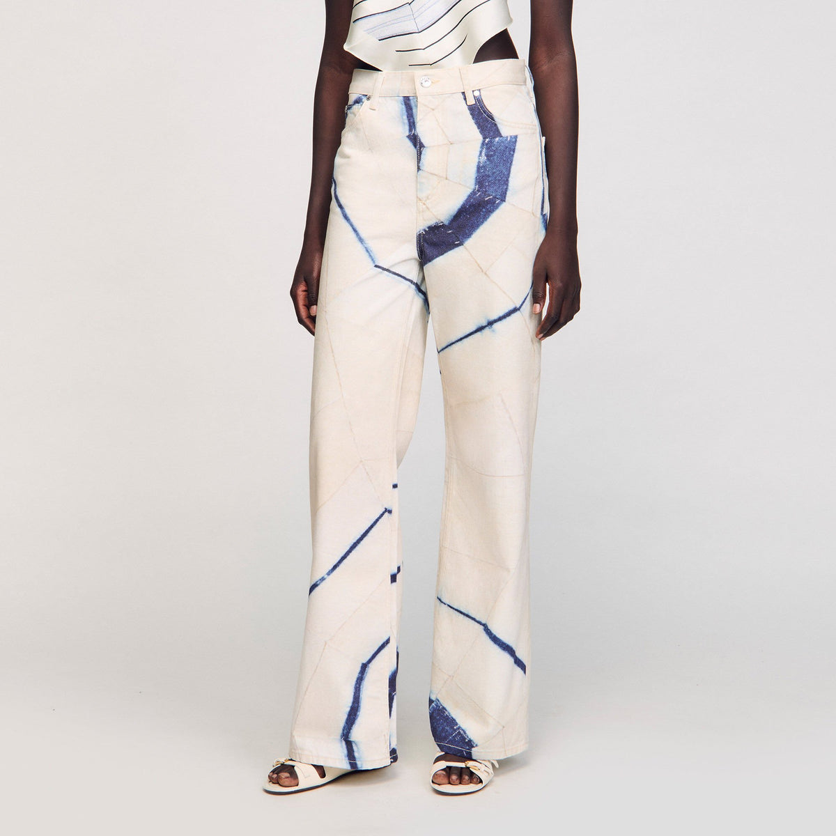 Sandro Wide-leg striped jeans