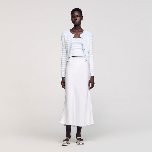Sandro Maxi satin-effect skirt