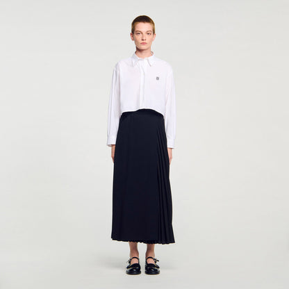 Sandro Curb chain buckle pleated skirt