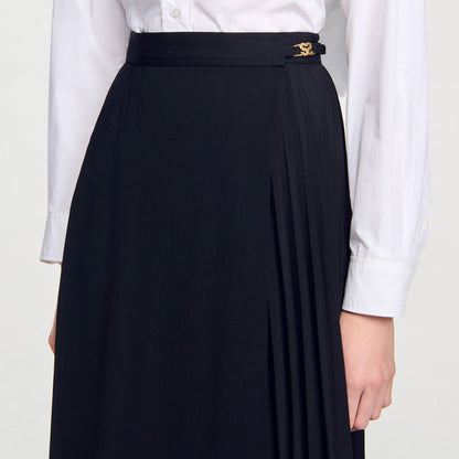 Sandro Curb chain buckle pleated skirt